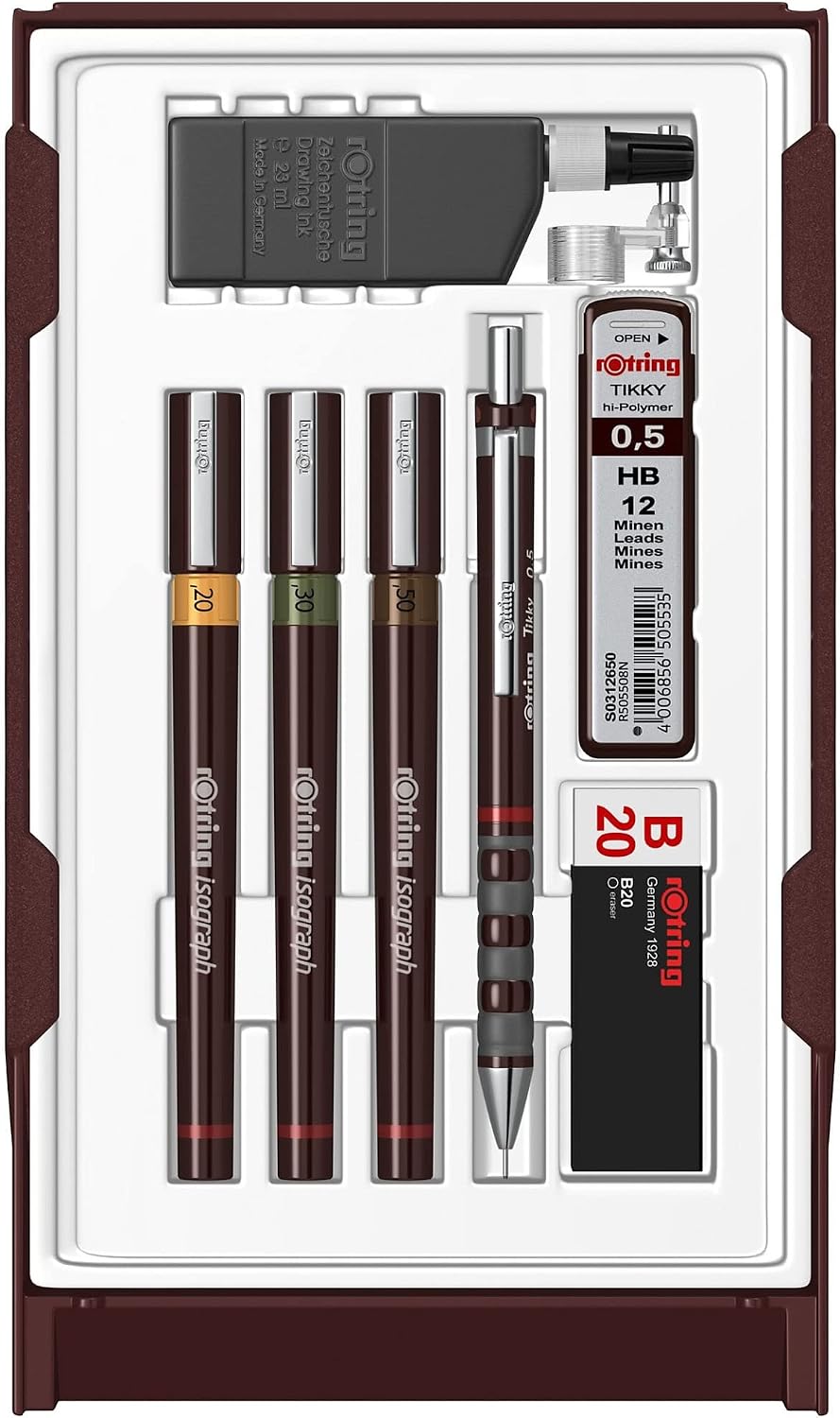 rOtring Isograph Technical Drawing Pen College Set, (0.20, 0.30, 0.50 mm), In...