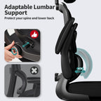 tralt office chair ergonomic desk chair with lumbar, close-up detail