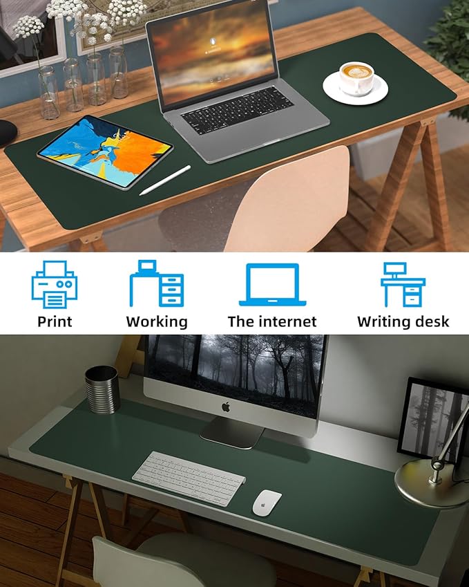 Leather Desk Pad Protector, Office Desk Mat, Large Mouse Pad, Non-Slip PU - Image 6