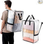 TAILI 2 Pack Clear Moving Bags w/Adjustable Backpack Straps, Moving Supplies by TAILI