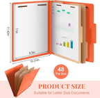 Skyygemm 48 Pcs Classification Folders Letter Size, 2 Divider Pressboard File - Image 2