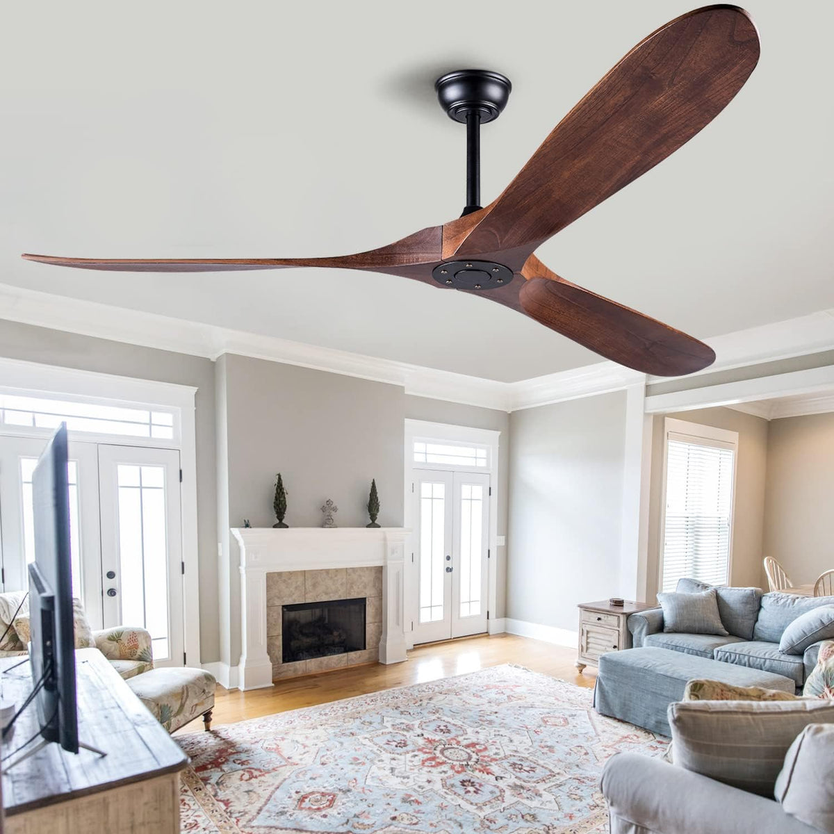 60 inch ceiling fan without light ，wood indoor on a desk or shelf