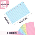 Koogel 200PCS Index Cards 3 x 5, Colored Index Cards Lined Ruled on both Sides - Image 3