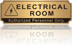 Electrical Room Sign for Business Door，Self-Adhesive Durable Brushed Gold by LUHIMO