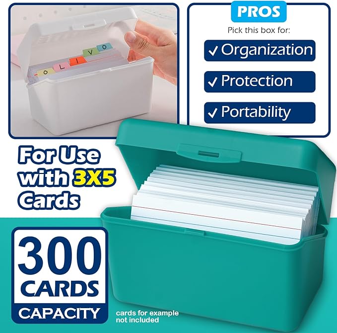 Olivo Index Card Holder Box 3x5 Flash Note Card Holder Storage File Box - Image 4