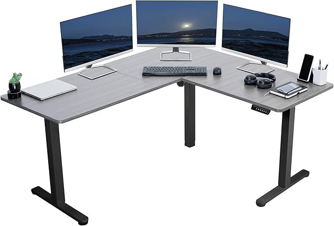 VIVO Electric Corner 63 x 55 inch L-Shaped Standing Desk, Memory Height by VIVO