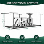 4x8 ft overhead garage storage rack,750lbs weight capacity shown in use
