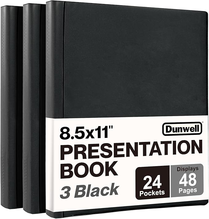 Dunwell Presentation Binder 24-Pocket, Displays 48 Pages, 8.5x11 Portfolio by Dunwell
