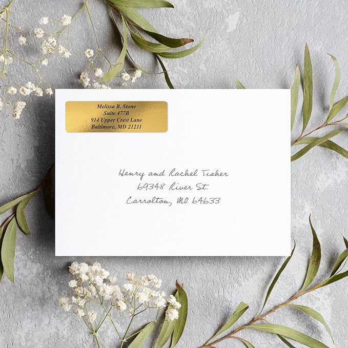 Gold Foil Personalized Return Address Labels Without Dispenser - Image 3