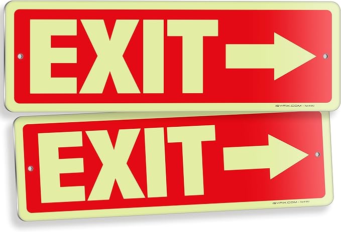 iSYFIX Exit Signs with Directional Right Arrow, Glow in the Dark, by iSYFIXPREMIUMSIGNS