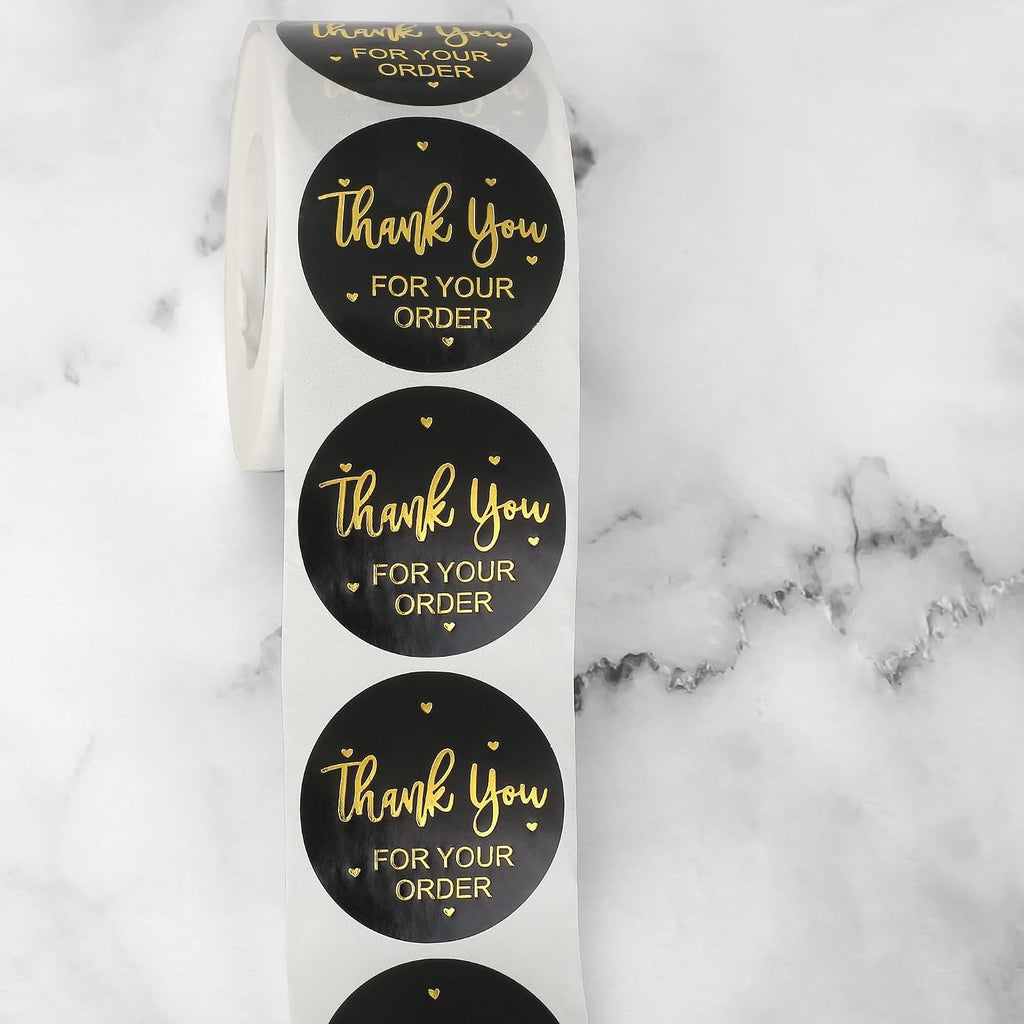 Lpraer 500Pcs 1.5" Thank You for Your Order Stickers Roll Retro Adhesive Thank You Label for Packaging,Small Business,Envelopes,Cards,Letters,Boxes