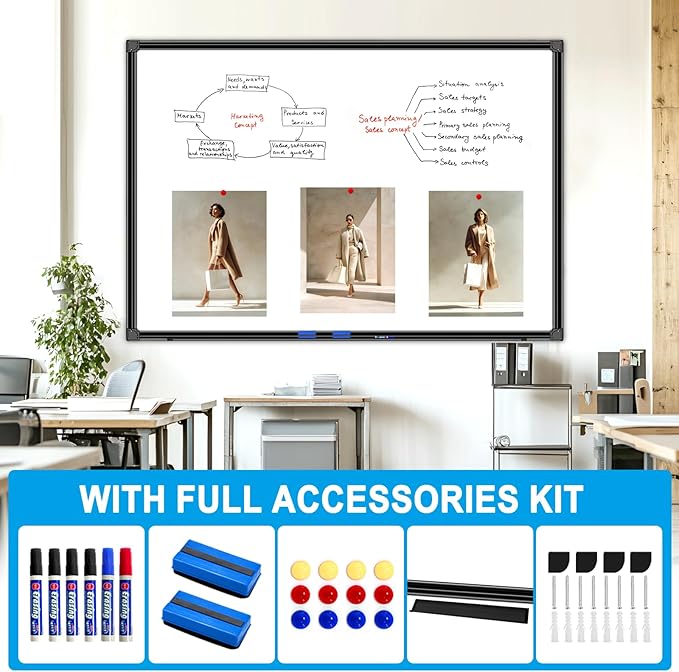 H-Qprobd 60"x40" White Board for Wall Large Magnetic Dry Erase Board - Image 6