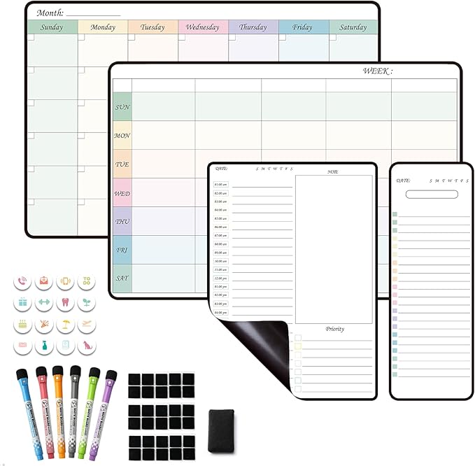 Magnetic Weekly Dry Erase Whiteboard Calendar&Monthly Calendar&Daily Planner&to by Unknown
