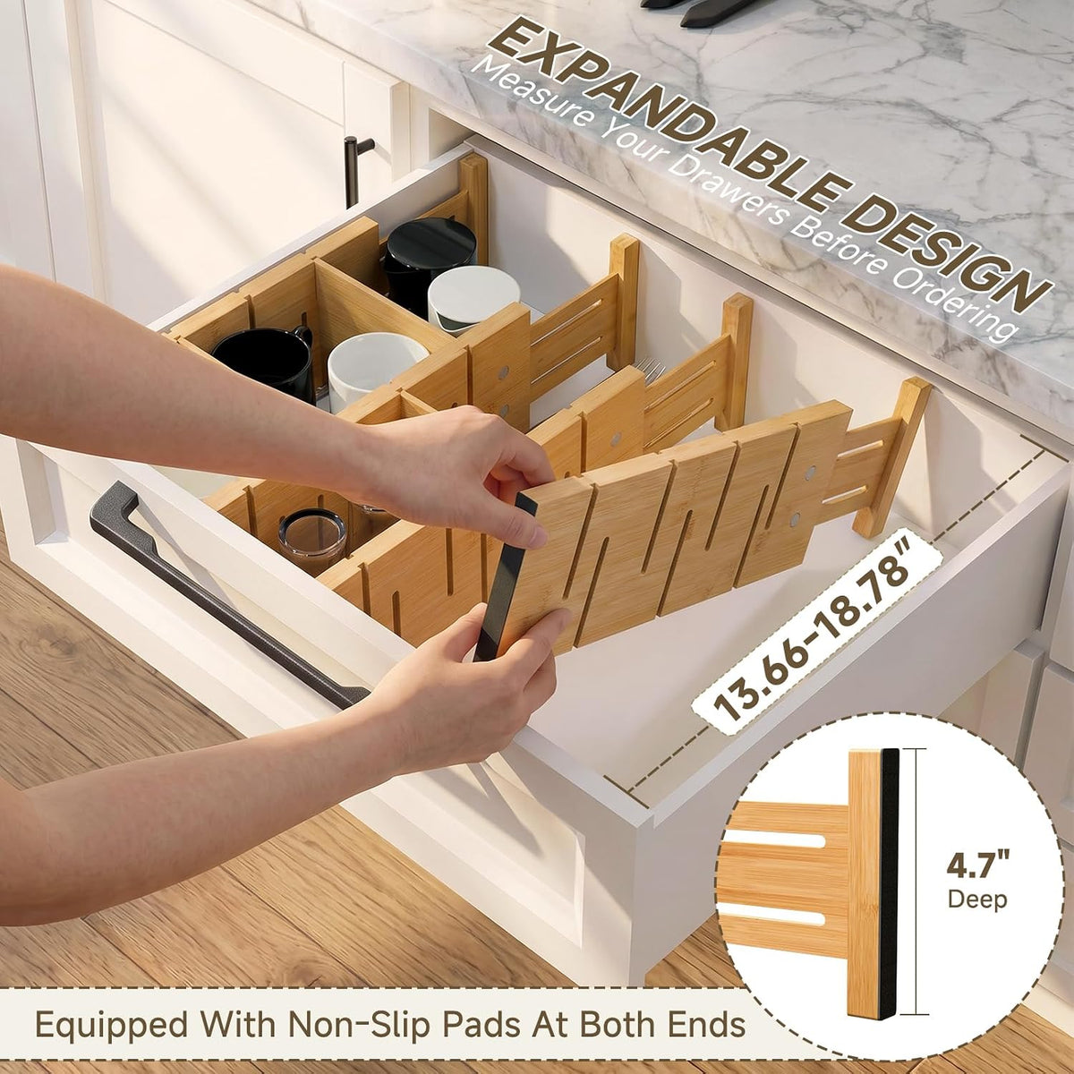 Deep Drawer Dividers For Clothes,Expandable Drawer Organizer (6, Short)