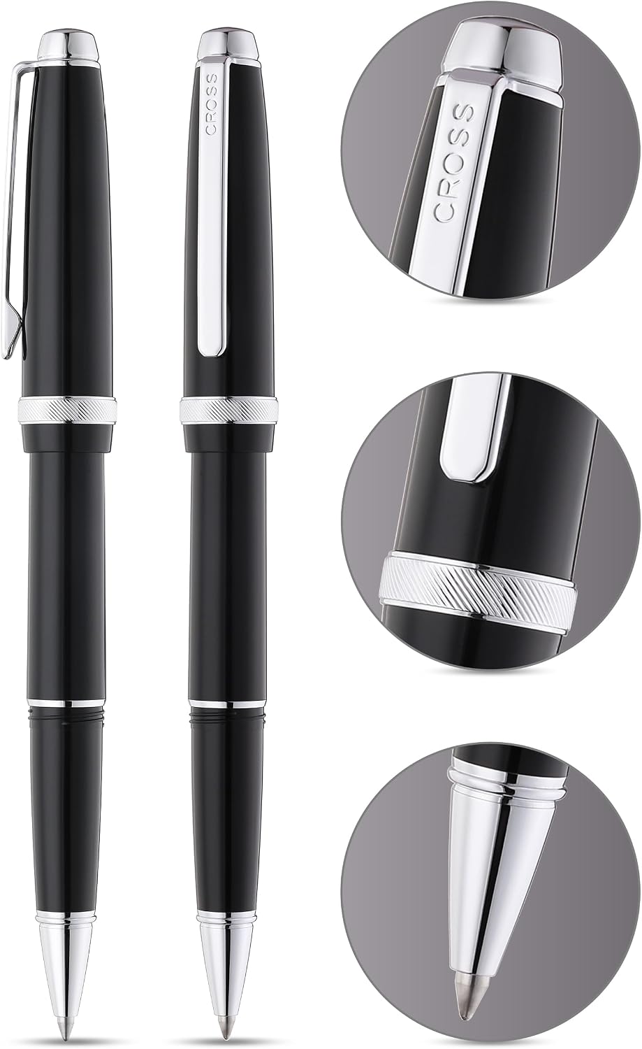 Cross Lume Obsidian Black Ballpoint Pen, Medium Point, Black Ink