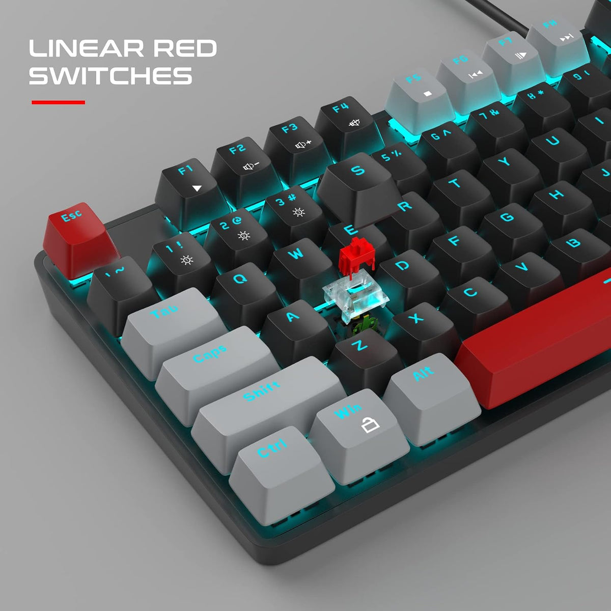 MageGee Mechanical Gaming Keyboard, 104 Keys Blue Backlit Keyboards with Red ...