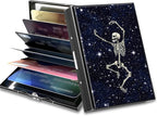 BWEGRHE Slim Credit Card Holder, Dance Skull Skeleton RFID Blocking Metal Wallet by BWEGRHE