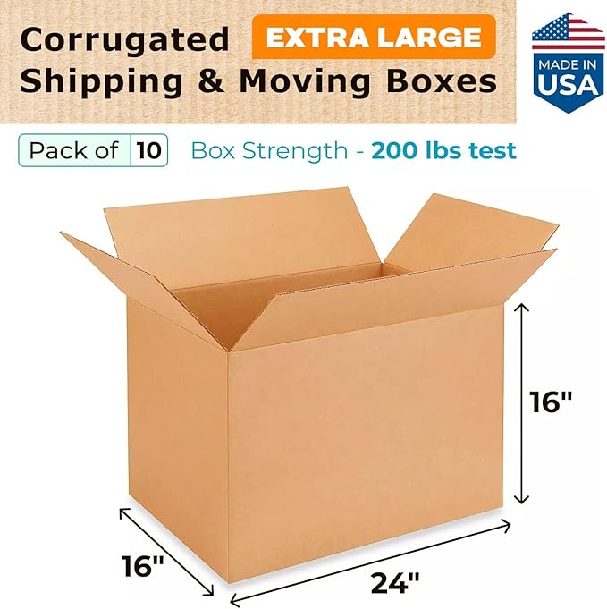 Extra Large Shipping & Moving Boxes 24x16x16 inches - Image 2