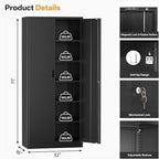TaskStorz Metal Garage Storage Cabinets, 71” Tall Metal File Cabinet - Image 3