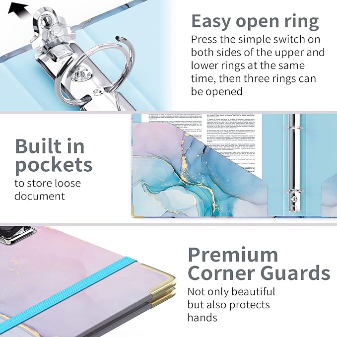 Lateefah 3 Ring Binder, 1 Inch Binder Organizer - Image 3