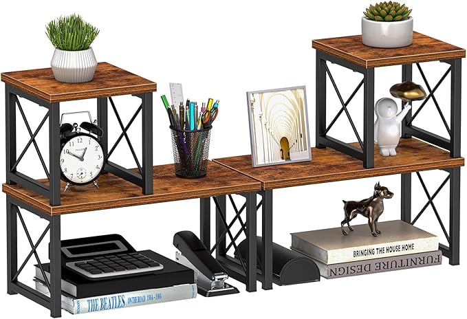 Honiter 2 Sets Desk Shelf, Desktop Organizer Shelf, 2 Tier Independent - Image 8
