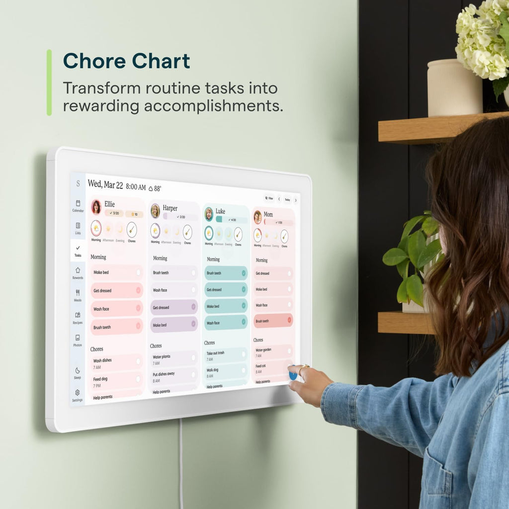 Skylight Calendar Max – 27" Digital Calendar & Chore Chart, Classic White | Family Organizer, HD Touchscreen Display, Wall Mountable, Portrait or Landscape, WiFi, Auto-Brightness