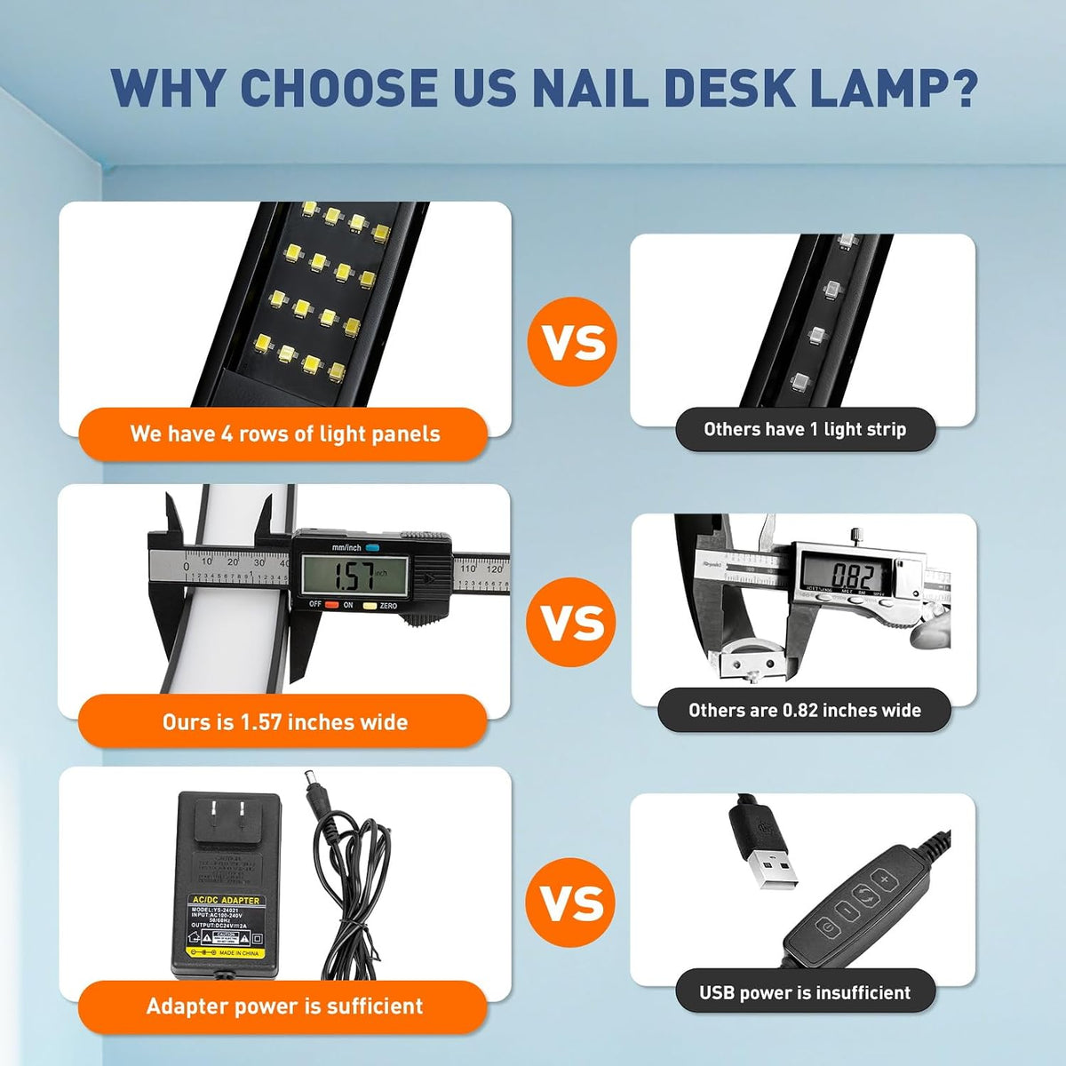 KIRKAS Half Moon Light for Nail Desk, 24in Foldable Nail Lamp for Desk