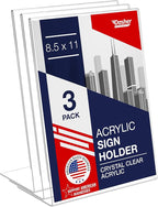 Slant Back Acrylic Sign Holder 8.5 x 11 Inches, Portrait Ad Frame and Flyer by DasherProducts