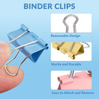 NEEWAY 100 Count Binder Clips Assorted Sizes, Paper Binder Clips, Metal Paper - Image 3