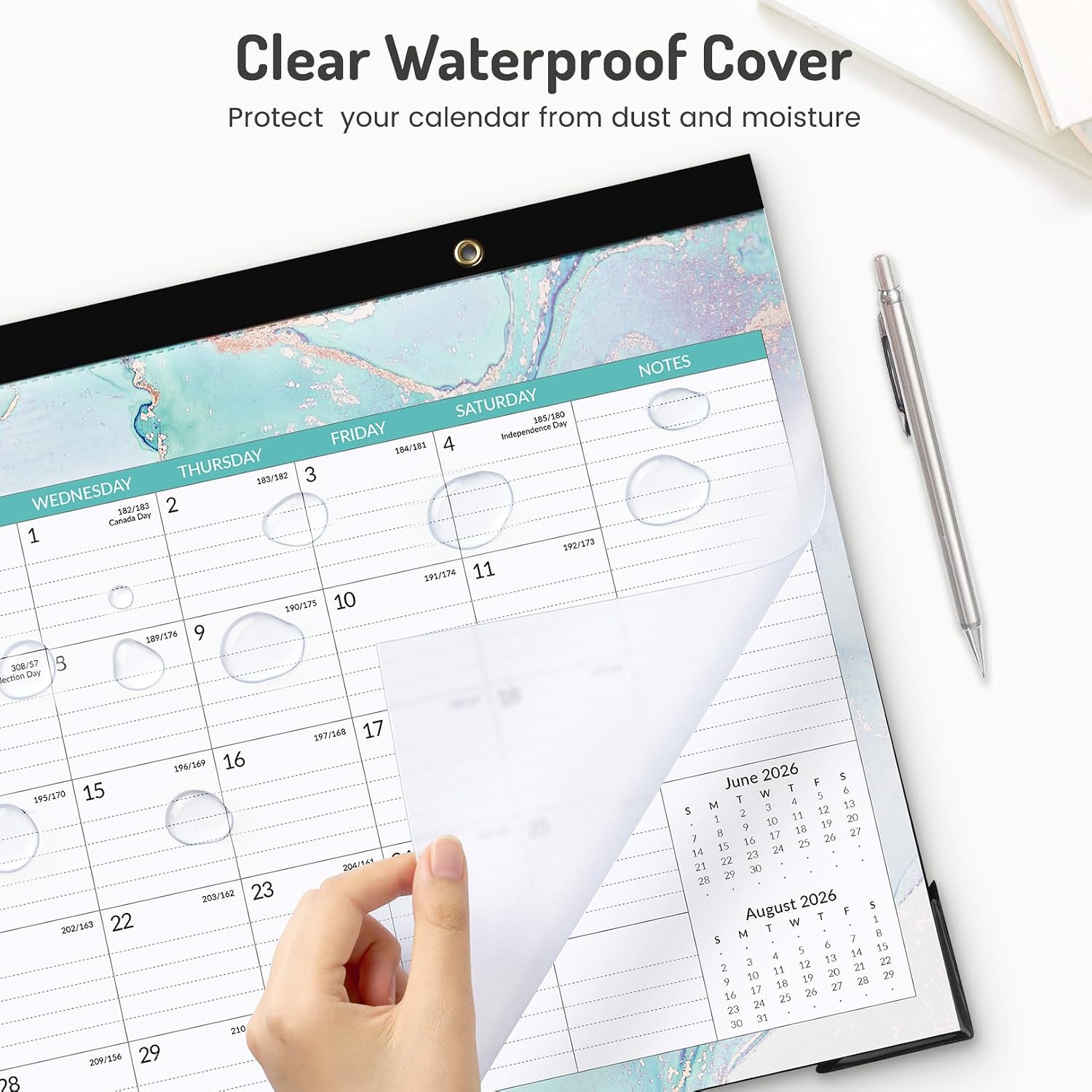 Forvencer Desk Calendar 2026-2027, 21 Months Calendar Apr 2026 to Dec 2027 | 17" x 12" Large 2026 Wall Calendar Monthly Planner with Plastic Cover for Home School Office