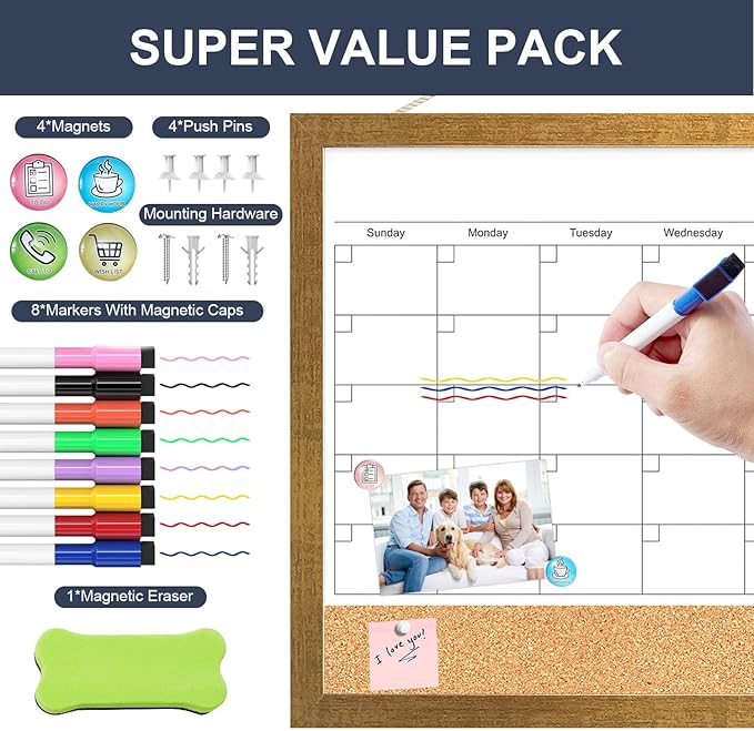 Calendar Whiteboard for Wall, 18x24 Inches White Board Calendar Dry Erase - Image 5