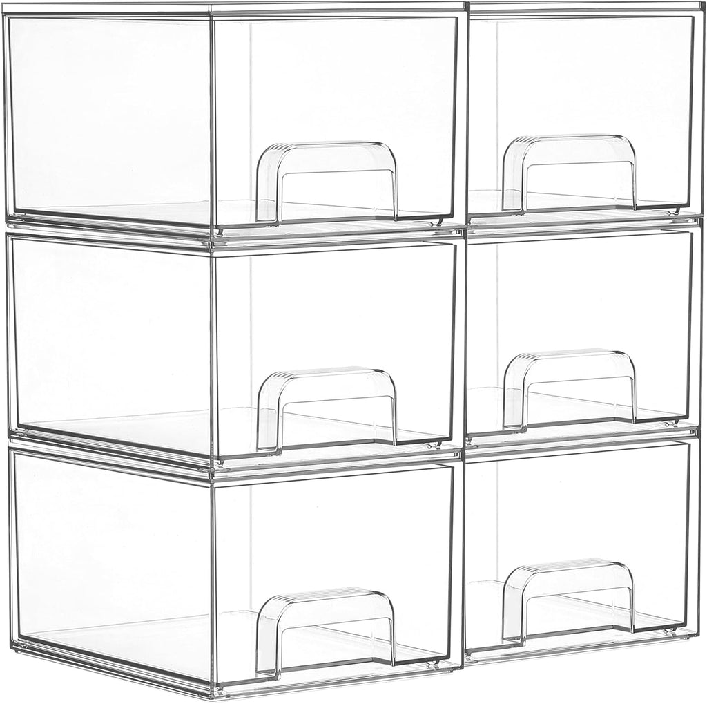 vtopmart 6 pack small clear stackable storage drawers, main product view