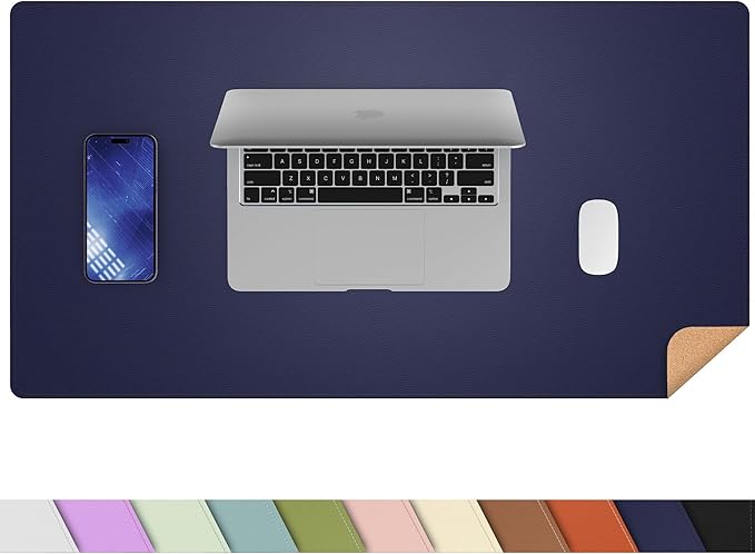 AFIING Dual-Sided Desk Pad, Natural Cork & PU Leather Large Mouse mats by AFIING