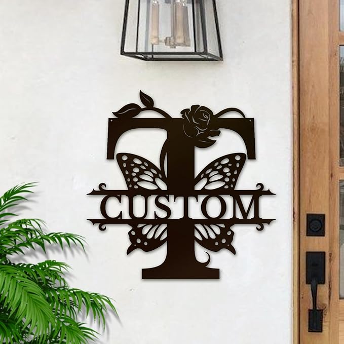 Personalized Custom Letter Name metal Signs, Custom Black Letter Monogram Wall - Image 2