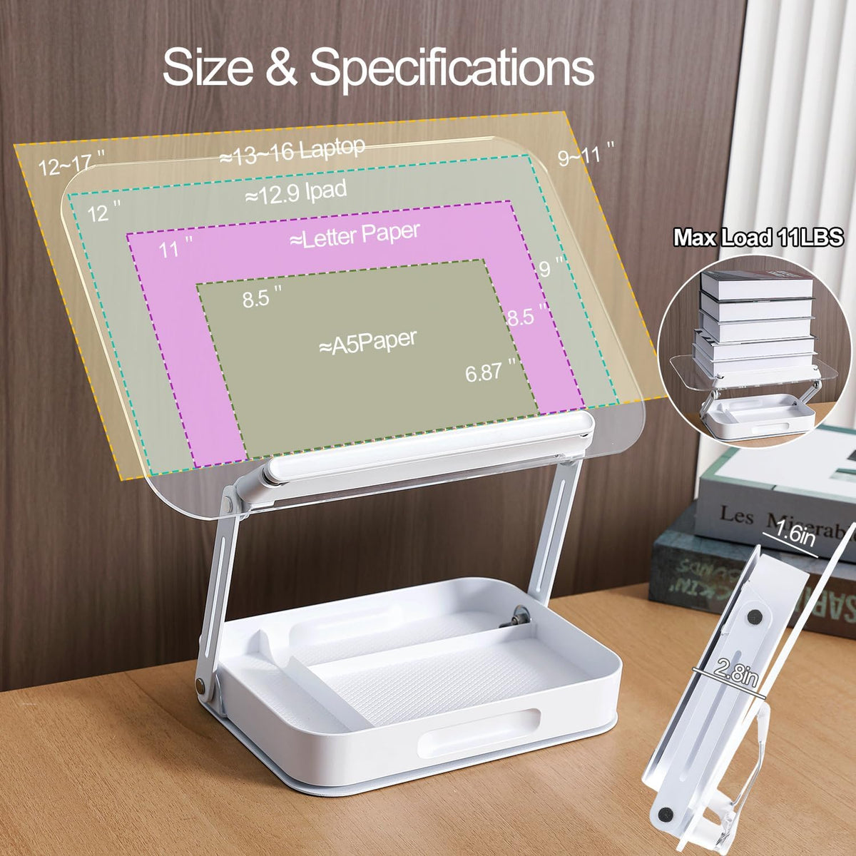 ZOEY Acrylic Book Stand for Reading Adjustable Book Holder with 360 Rotating ...