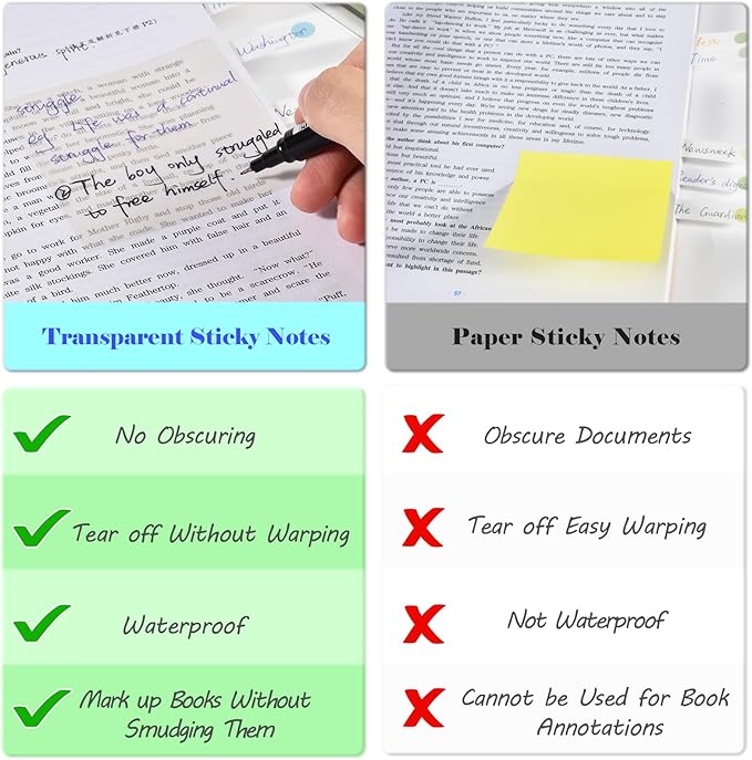 BAYTORY 1610 Sheets Transparent Sticky Notes - Image 6