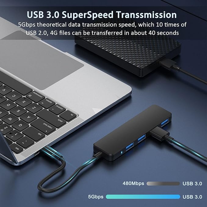 VIENON USB C Hub with 4 USB 3.0 Femal Ports, USB C Splitter USB Extender - Image 3