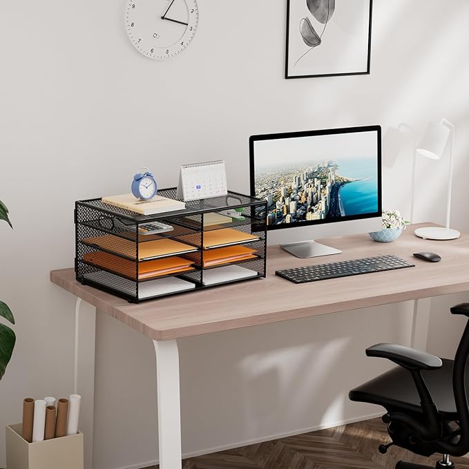 Marbrasse 5 Tier Desktop Literature Organizer, Mesh Paper Organizer Desk - Image 5