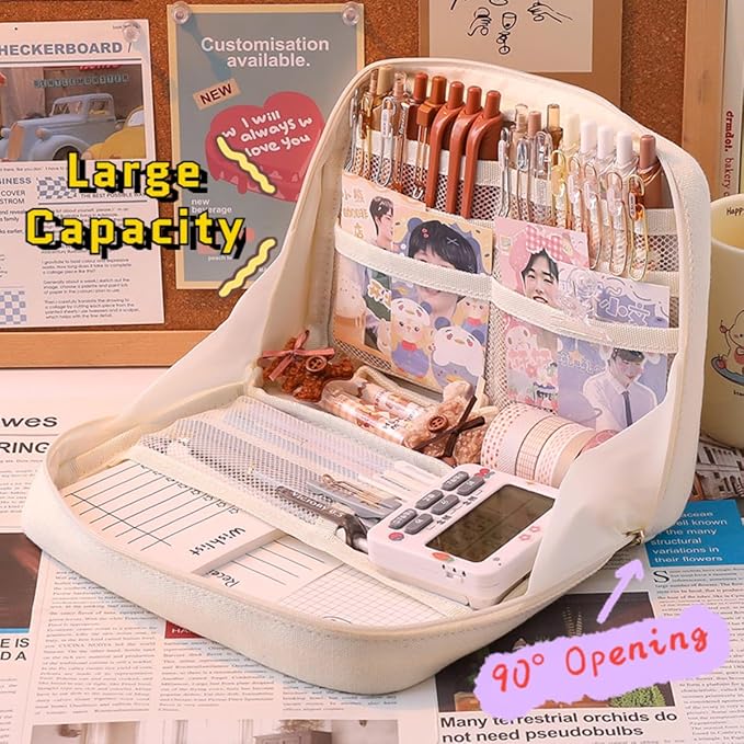Fcteap Pencil Case Pouch Box Cute Kawaii Large Capacity Aesthetic Zipper Pen - Image 3
