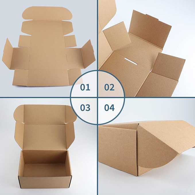 PHAREGE 9x6x4 inch Gift Shipping Boxes Bulk 25 Pack Brown, Tab Lock Tuck Top - Image 7
