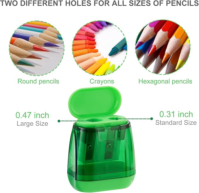 Sonuimy Pencil Sharpeners, Dual Holes Compact Colored Handheld Pencil Sharpener - Image 2
