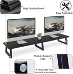 TEAMIX Black 42 inch Dual Monitor Riser, Wood and Steel Long Monitor Stand - Image 4