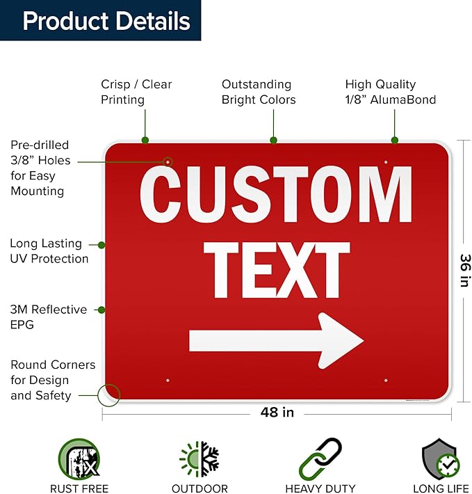 Custom Arrow, Custom Directional Sign, Right Arrow, 36x48 Inches, Reflective - Image 6