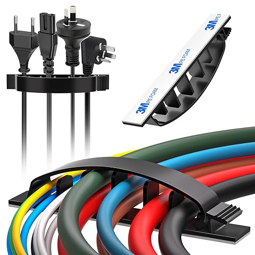 XHF 30pcs Adhesive Cable Wire Clips Black, Outdoor Cable Management Wire by XHF
