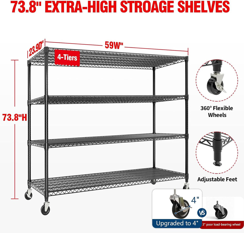 garvee 4-tiers storage shelves 2640lbs heavy duty metal shown in use