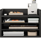 Ballucci File Organizer, 4-Tier Office Desk Organizer, Open Top Wood Paper - Image 8