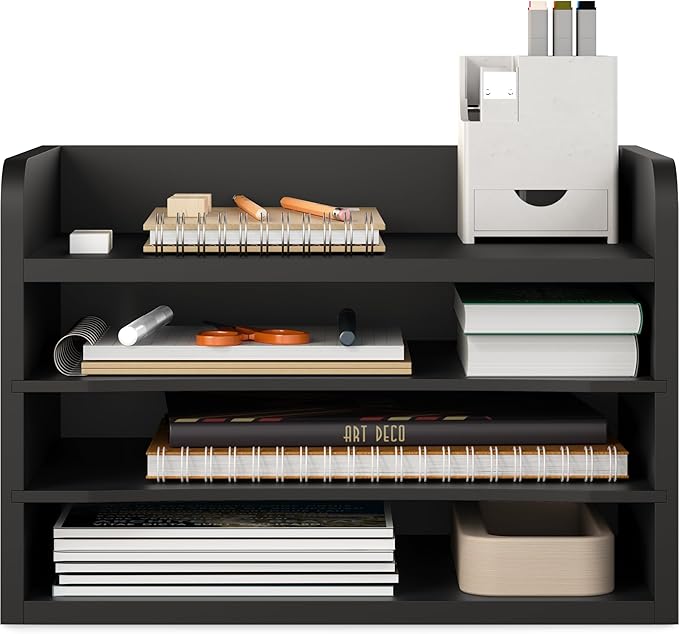 Ballucci File Organizer, 4-Tier Office Desk Organizer, Open Top Wood Paper - Image 8