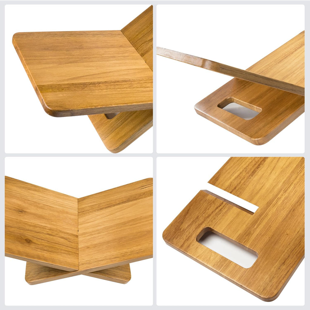 Wood Book Stand for Reading with Handles Large Wooden Book Holder for Display Open Bookstand for Recipe Cook Book