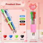 LiYiQ 100 Pcs Valentine's Day Animal Multicolor Pen in One Cartoon Cute Fun 4-in-1 Cute Pens Bulk Kawaii Heart Capybara Frog Panda Shape Lovely Ballpoint Pens for Fun Gifts