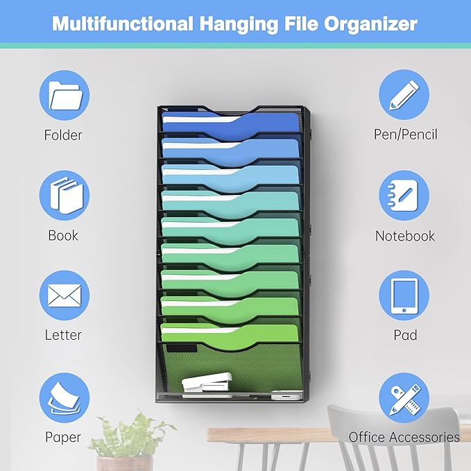 Kuntine.B Wall File Organizer Office Hanging Magazine Holder Wall File Organizer - Image 4